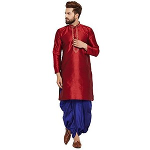 Sojanya Pigiama Kurta Uomo In Seta Dupion Blu Reale Con Churidaar - Dal 1958