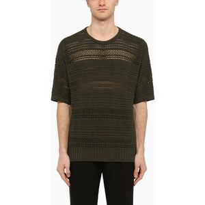 Maglietta girocollo con maniche arrotolate - Antracite - Donna