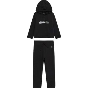 Completo Tuta In Felpa Garzata Con Felpa Pantaloni - 2 Pezzi - Nero - Foto 3