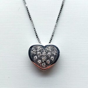 Ciondolo A Forma Di Cuore In Oro Bianco Con Diamanti – 5x5 Mm, Elegante E Minimal, Perfetto Come Regalo Romantico O Per Occasioni Speciali