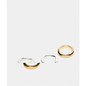 Topshop - Confezione Multipack Da 4 Anelli In Metalli Misti Smaltati E Con Pavé-Oro - Foto 7