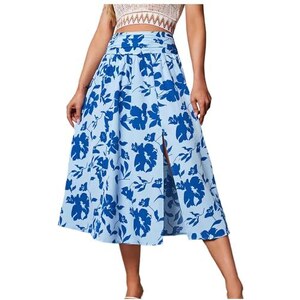 Zeagoo Gonna lunga da donna in raso a vita alta, elegante, in seta, gonna midi per autunno e inverno, gonna business con chiusura lampo XS-XXL, rosso vivo, S
