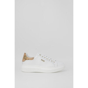 Alviero Martini Prima Classe Sneakers Geo Elevate Donna, Bianco, Tessuto E Ecopelle, Suola 4 Cm, Taglia 41