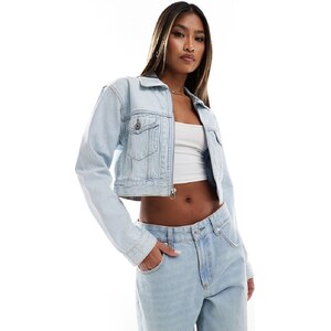Giacca Donna, Giacca di Jeans A Maniche Corte da Donna Cardigan Abbottonato Estivo Crop Scialle Cappotto di Jeans Elasticizzato Lavaggio Vintage Faded Jean Shrug Jacket Top per Abito,Azzurro,3XL