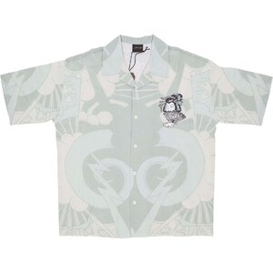 ed-hardy Camicia Manica Corta Uomo Geisha Fan Camp Shirt Green/white