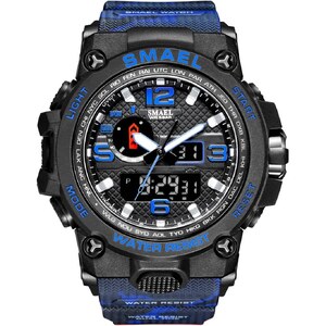 SMAEL 8085 Orologio Uomo Sportivo Digitale E Analogico Con Cronometro E Allarme - Bianco E Nero