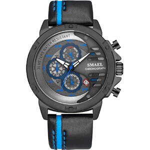 SMAEL 8085 Orologio Uomo Sportivo Digitale E Analogico Con Cronometro E Allarme - Bianco E Nero