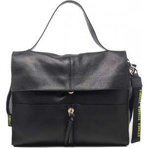 Borsa Rebelle Clio In Vera Pelle Made In Italy - Satchel Mano E Tracolla, Nero, Misure 33x26x15 Cm