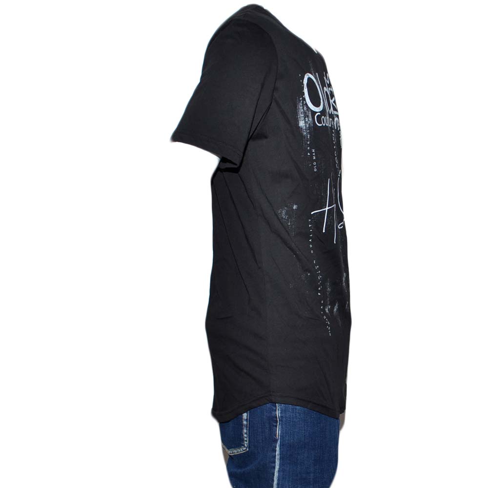 Malu Shoes T-Shirt Uomo Girocollo nera Stampa Con Scritta vintage Casual Slim Fit moda uomo