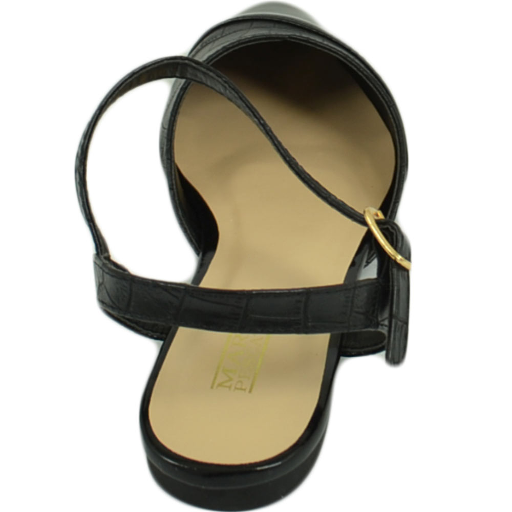 Malu Shoes Scarpe ballerine donna nere a punta lucida slingback con cinturino raso terra moda comfort fondo antiscivolo
