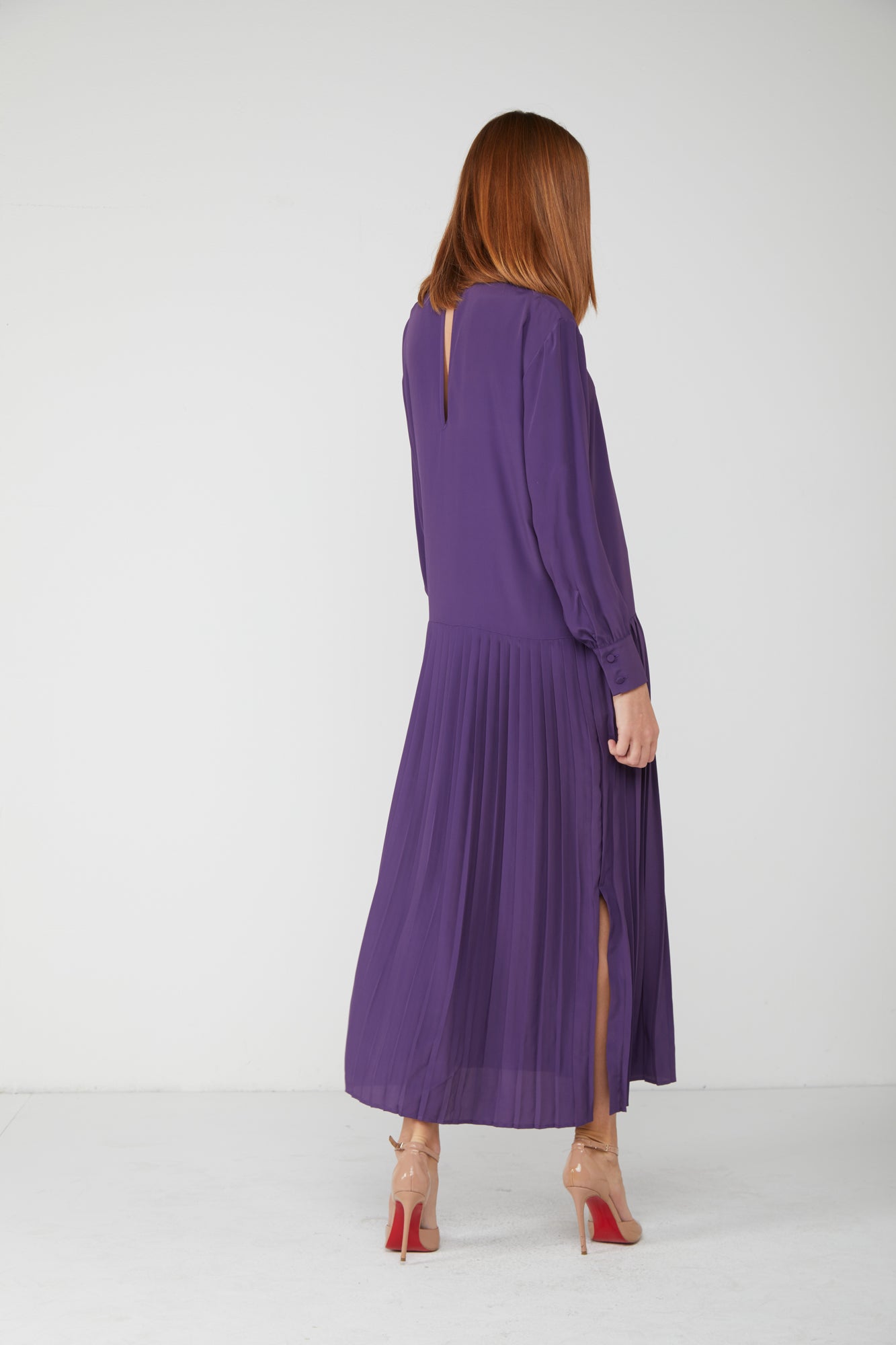 SILKE Abito con Gonna Plissettata Viola Stileo