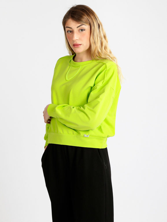 Baci & Abbracci Felpa Cropped In Cotone Sportive Donna Verde Taglia M