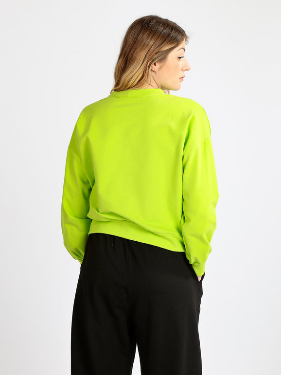 Baci & Abbracci Felpa Cropped In Cotone Sportive Donna Verde Taglia M