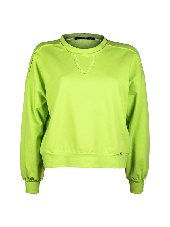 Baci & Abbracci Felpa Cropped In Cotone Sportive Donna Verde Taglia M