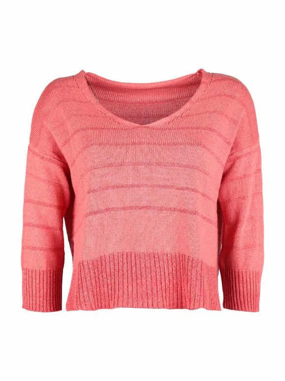 Solada Maglione Donna Oversize In Cotone e Lino Rosso Taglia Unica