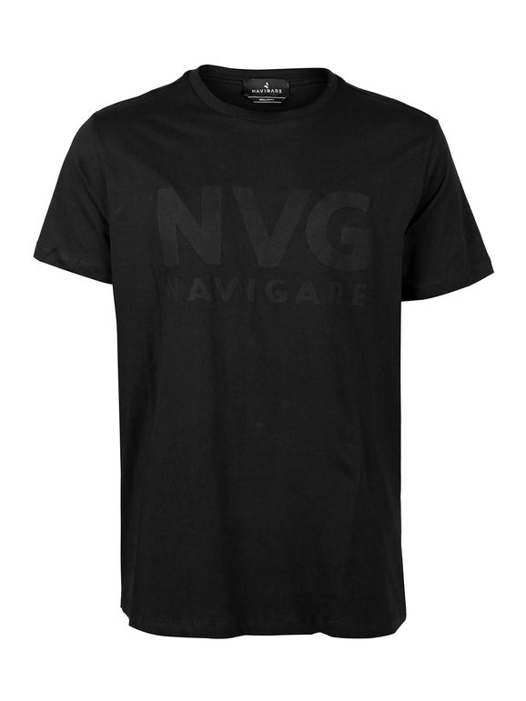 Navigare T-shirt Uomo In Cotone Con Scritta Manica Corta Nero Taglia L