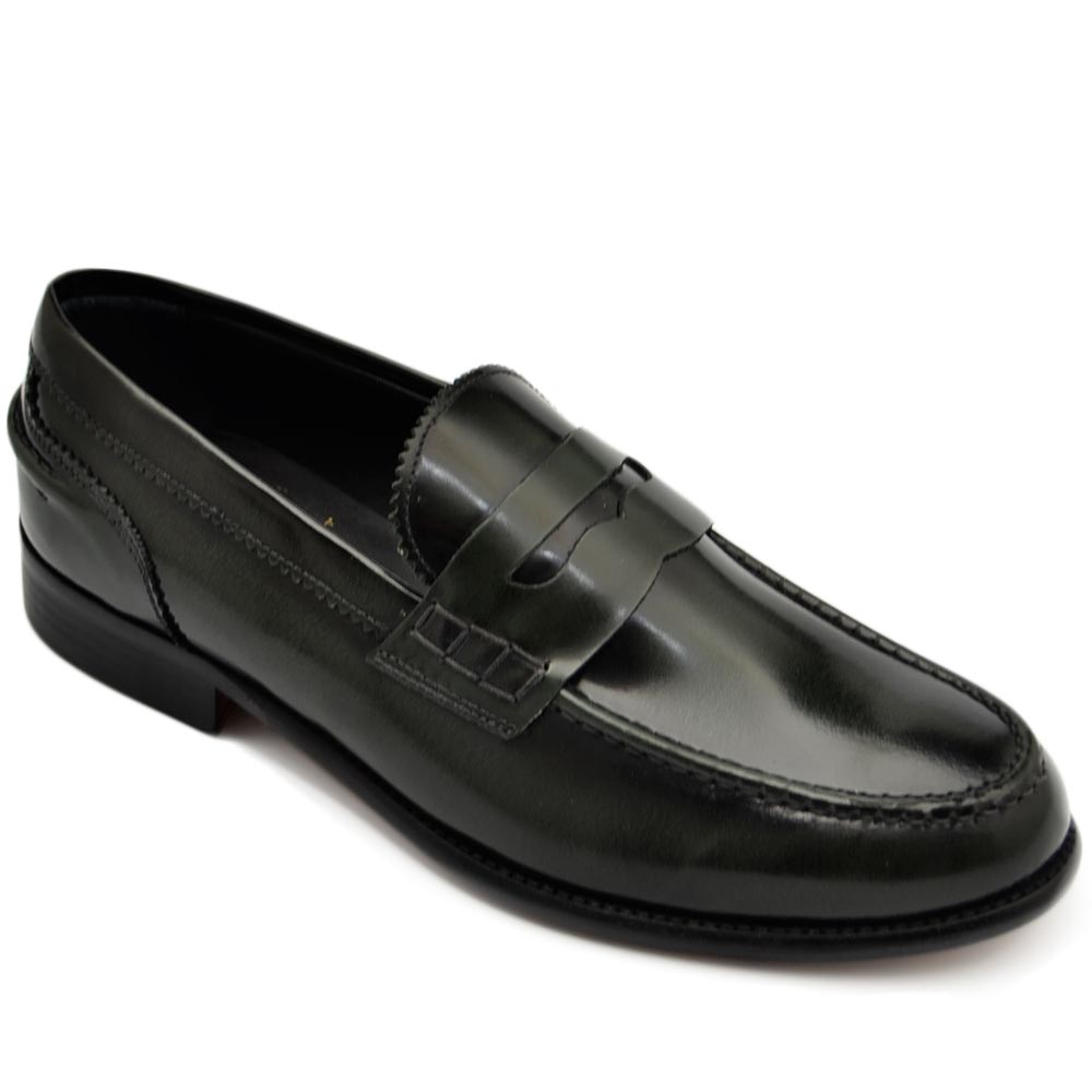Malu Shoes Scarpe uomo mocassino verde abrasivato cucitura fondo cuoio sottile made in italy vera pelle certificata business man