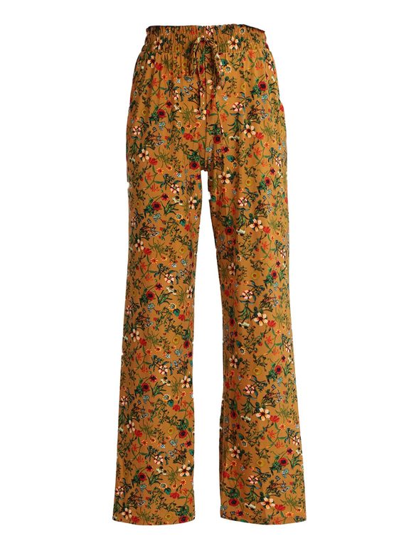 Gladys Pantaloni Donna a Palazzo Floreali Casual Beige Taglia M/l