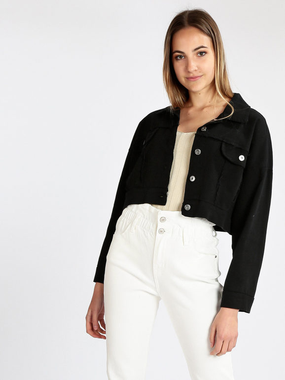 My.Station Giacca Donna In Jeans Oversize Nero Taglia Unica