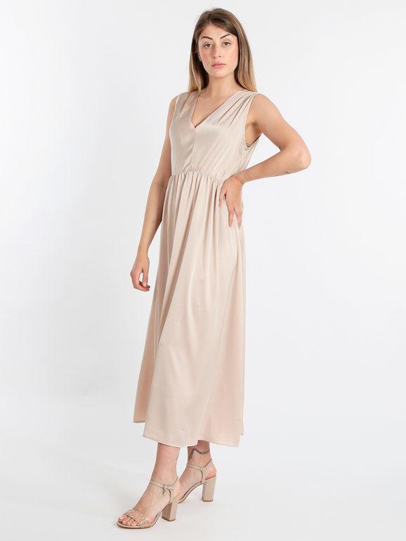 Sweet Miss Abito Donna Smanicato Effetto Raso Abiti Beige Taglia S