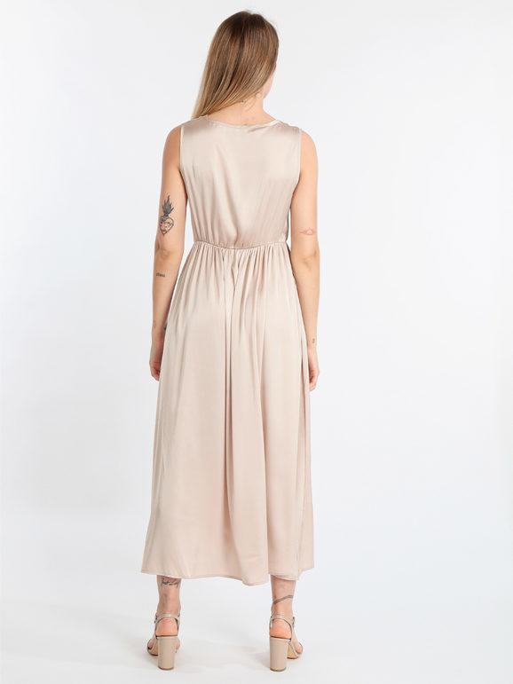 Sweet Miss Abito Donna Smanicato Effetto Raso Abiti Beige Taglia S