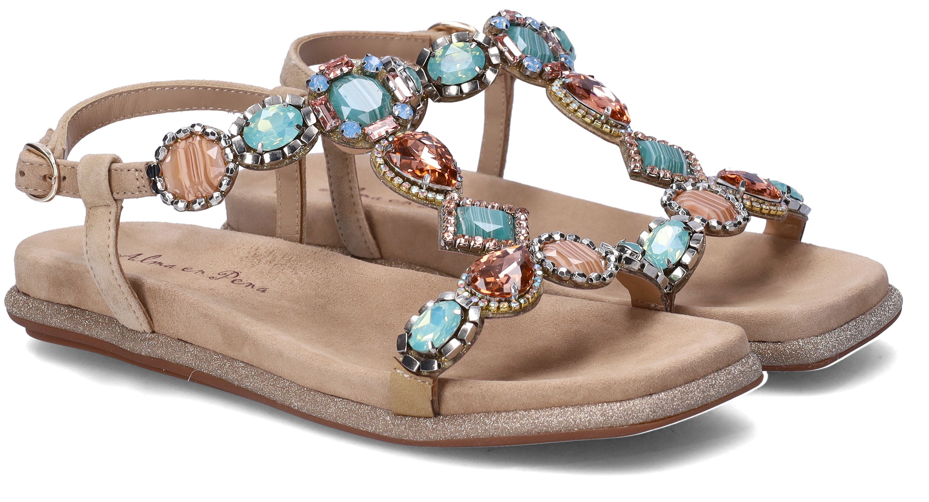Alma En Pena Sandalo Con Zeppa Intrecciata E Strass - V240986 SAND - Tacco 9,5 Cm - Pelle Scamosciata - 4