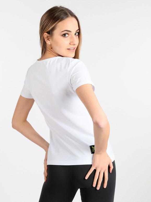 Millennium T-shirt Sportiva Con Stampa Scritta Manica Corta Donna Bianco Taglia Xl
