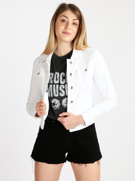 Solada Giacca Donna Bianca In Jeans Bianco Taglia L