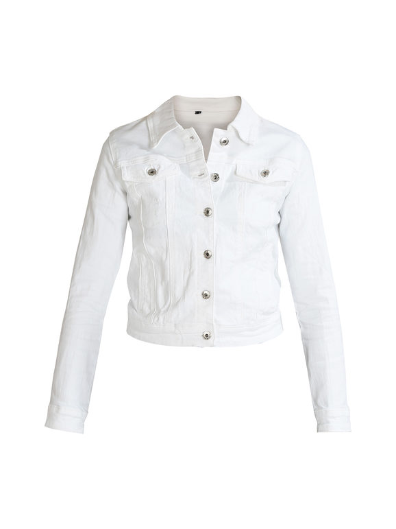 Solada Giacca Donna Bianca In Jeans Bianco Taglia L