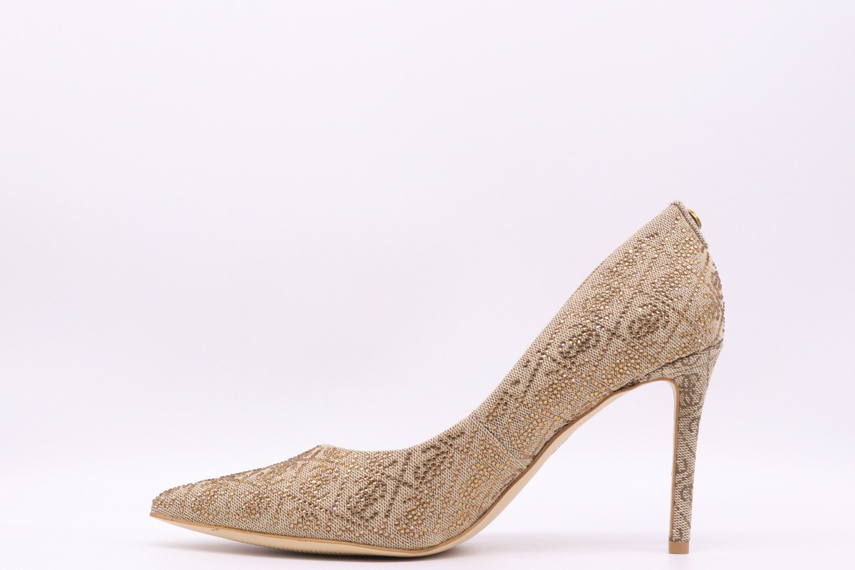 Décolleté Guess Piera 3 Donna | Tacco In Ecopelle Multilogo | Marrone - Modello FL7PR3FAL08