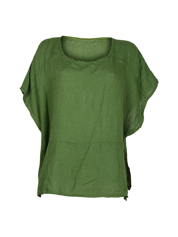 Daystar Blusa Donna In Lino Con Maniche a Pipistrello Bluse Verde Taglia Unica
