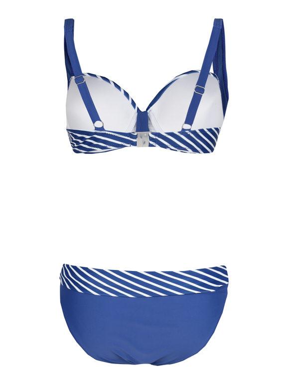 Bellissima Bikini curvy line a fantasia rigata coppa D Bikini donna Blu