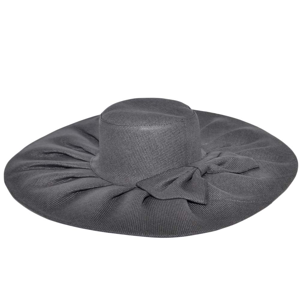 Malu Shoes Cappello parasole di paglia nero elettrico donna elegante tesa larga fiocco pieghe flessibile e pieghevole per l?estate