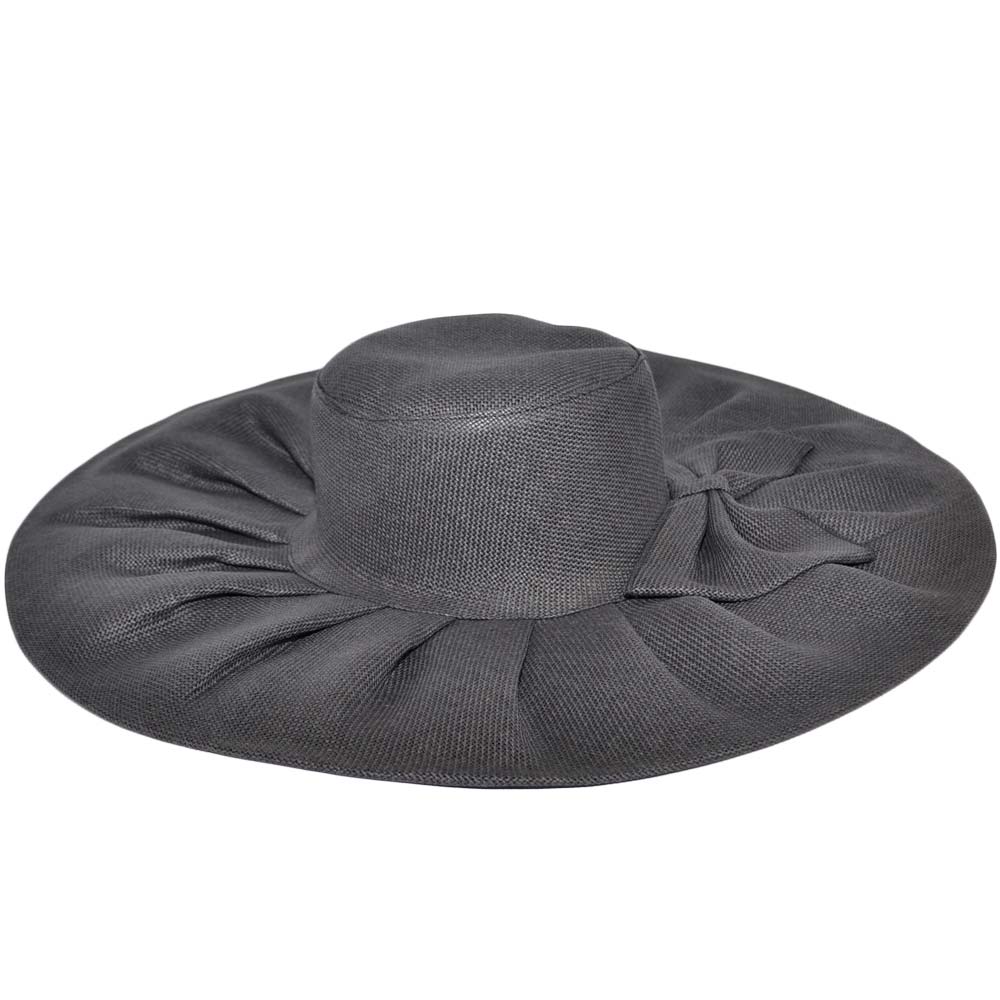 Malu Shoes Cappello parasole di paglia nero elettrico donna elegante tesa larga fiocco pieghe flessibile e pieghevole per l?estate