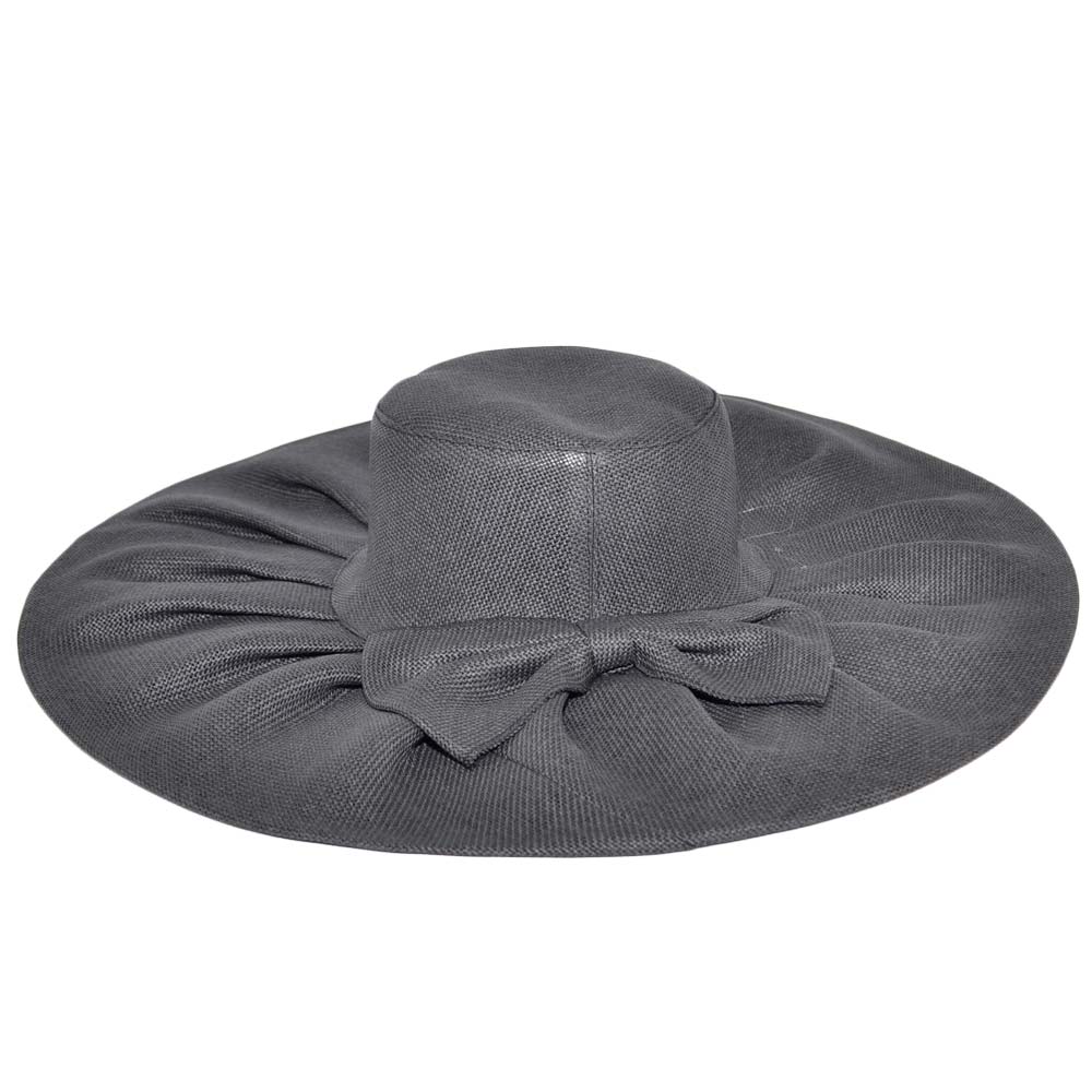 Malu Shoes Cappello parasole di paglia nero elettrico donna elegante tesa larga fiocco pieghe flessibile e pieghevole per l?estate