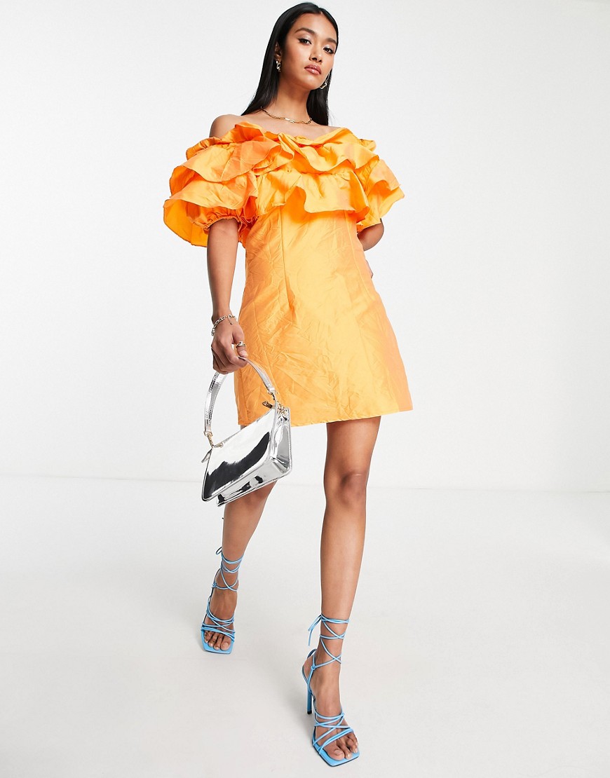 John Zack - Vestito corto in pizzo blu a balze | ASOS