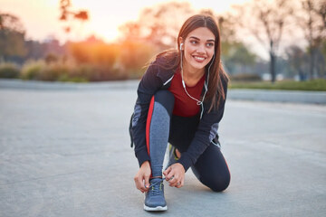 a woman getting ready for jogging