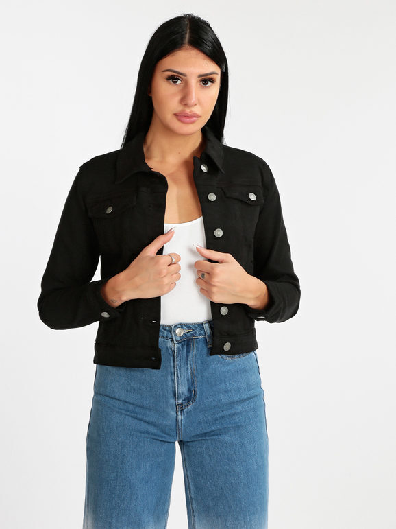 Solada Giacca Di Jeans Nera Donna Nero Taglia L