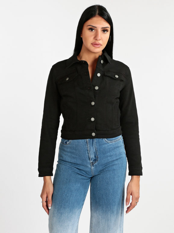 Solada Giacca Di Jeans Nera Donna Nero Taglia L