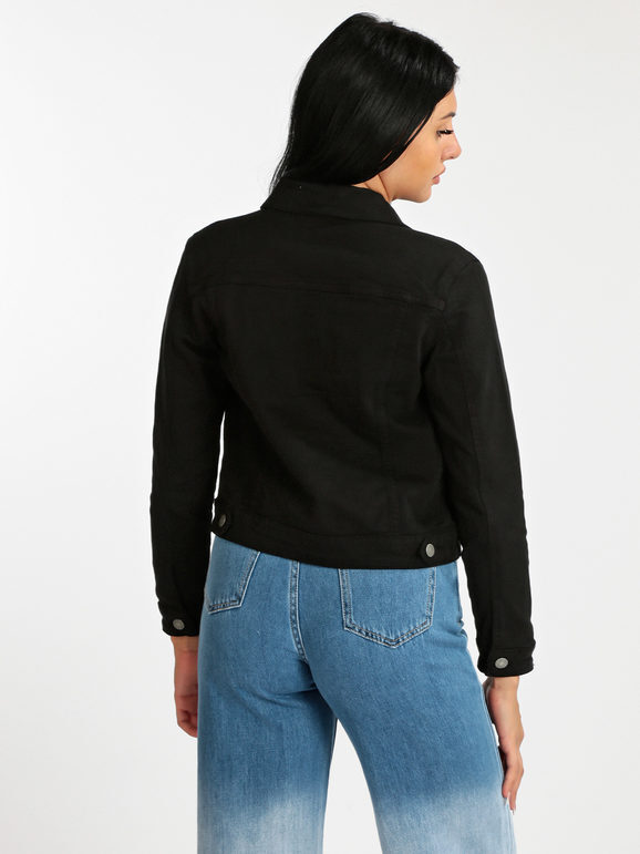 Solada Giacca Di Jeans Nera Donna Nero Taglia L