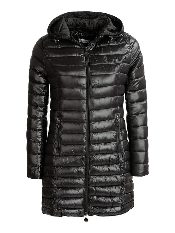 W Collection Piumino Leggero Da Donna Con Cappuccio Giacconi e Giubbotti Nero Taglia S