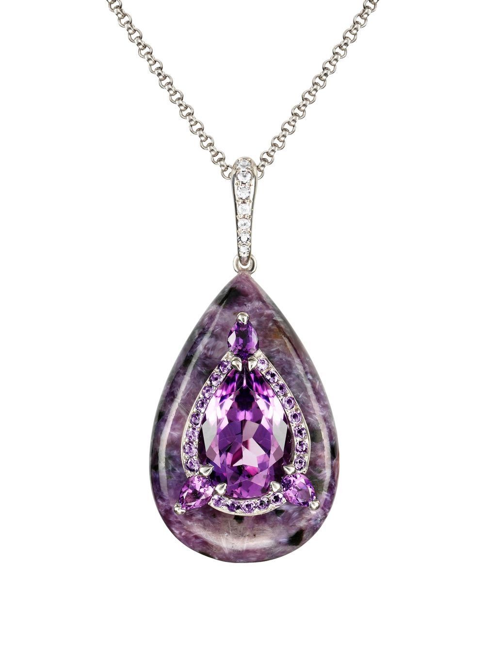 KnSam Collana In Argento 925 Con Ametista E Placcato Oro Rosa 9K - Ciondolo Chiave, Gioiello Donne