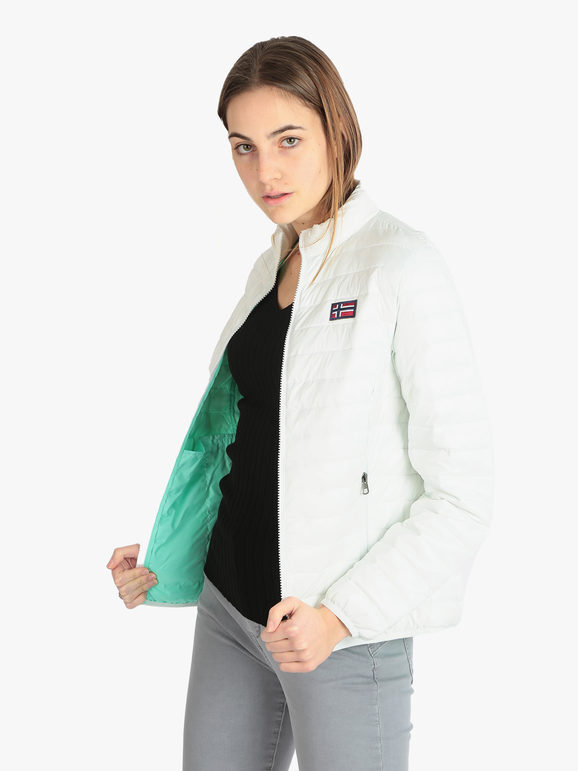 Norway Piumino Leggero Da Donna Con Cerniera Giacche Leggere Bianco Taglia L