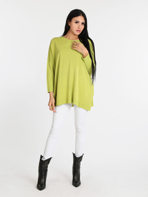 Solada Maglia Leggera Donna Oversize T-shirt Manica Lunga Verde Taglia Unica