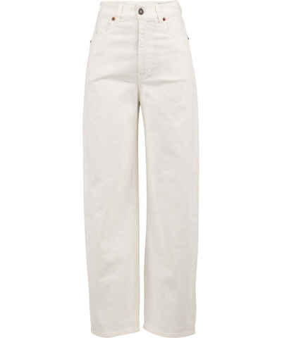 Pantaloni Donna In Cotone Garza Bianco Naturale &ndash; Spiaggia, Pigiama, Vita Regolabile (Taglia S)