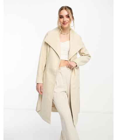 ASOS DESIGN - Cappotto elegante doppiopetto in misto lana bouclé crema