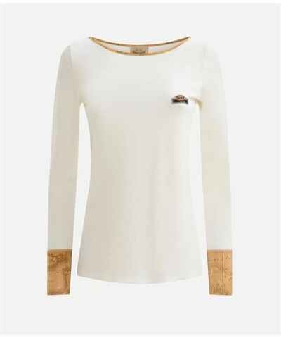 EMPORIO ARMANI T-SHIRT OVER CON MANICHE A SCESA Donna Bianco Logo argento