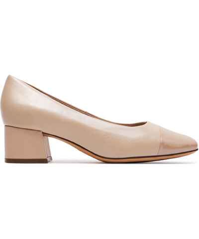 MICIFA Scarpe Basse Donna Con Tacco 3,5 Cm, Punta Tonda, Cinturino Elastico Alla Caviglia, Eleganti E Comode, Beige