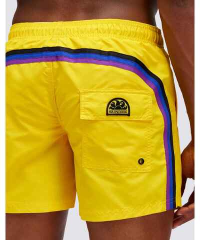 JIHUILAI Pantaloncini Da Bagno Uomo Asciugatura Rapida Con Fodera In Rete, Tasche E Vita Regolabile – Colore Giallo, Taglia M – Per Spiaggia, Nuoto E Sport Acquatici