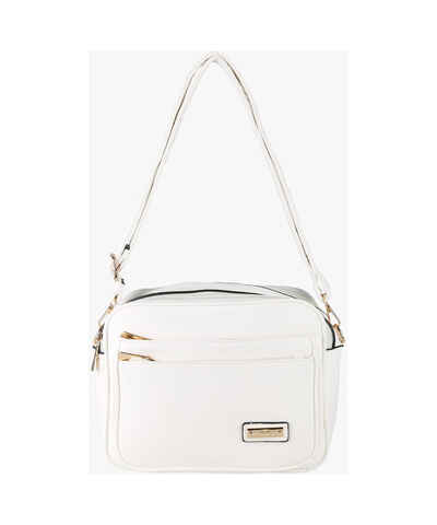 Barabum Borsa A Tracolla Mezzaluna Donna - Stile Retrò Con Cerniera, Colore Bianco, Taglia Small, Due Cinghie Incluse - 4